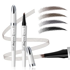 Microblading Eyebrow Pen Magic Eyebrow Pencil Waterproof 3D Microblade Eyebrow Pen with 4 Fork Tip 2024 Upgrade Long-Lasting Natural Makeup Eyebrow Pencil for Women Girls
