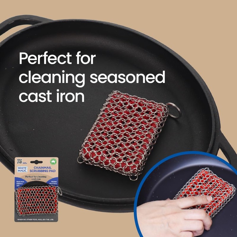White Magic Chainmail Scrubbing Pad – Premium Stainless Steel 304,
