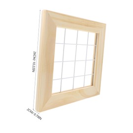 ORFOFE Elegant Wall Hanging Flower Stand Wooden Frame Grid Iron Wire Plant Pot Holder