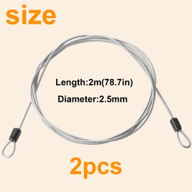 Jetisva 2pcs 2M Security Bike Lock Cable Lightweight Wire Cable Lock Flexible Safety Luggage Lock Double Loop Steel Lock Chain Portable Lock Wire Rope Silver for Padlocks Scooter Bicycle Suitcase