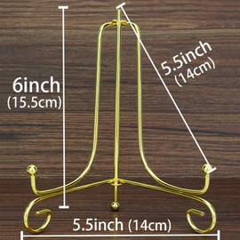 Tincogo Gold Metall Tellerständer Tellerhalter Eisen Staffelei Display Ständer für Schüssel Teller Kunst Foto Bilderrahmen (6 Zoll)