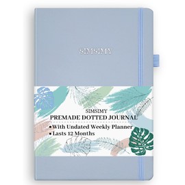SIMSIMY Premade Bullet Dotted Journal with Undated Weekly Monthly Planner, Pre-made Dot Grid Journaling Aesthetic Notebook for Goals Gratitude Budget Exercise Habits Mood Sleep Tracker - 12 Month