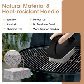 AWEASROY Heavy Duty Grill Cleaner, Grill Cleaning Bricks with Handle, Pumice Griddle Cleaning Stone Removing Stains for BBQ, Swimming Pool, Sink(4 Pack)
