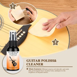 LokFy Guitar Cleaning Care Kit, Fretboard Lemon Oil, Guitar Polish Cleaner, Guitar String Cleaner & Eraser, Guitar String Winder, Cleaning Cloth, for Guitar Cleaning and Maintenance, All IN ONE KIT