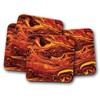 4 Set - Lava Marble Coaster - Magma Orange Red