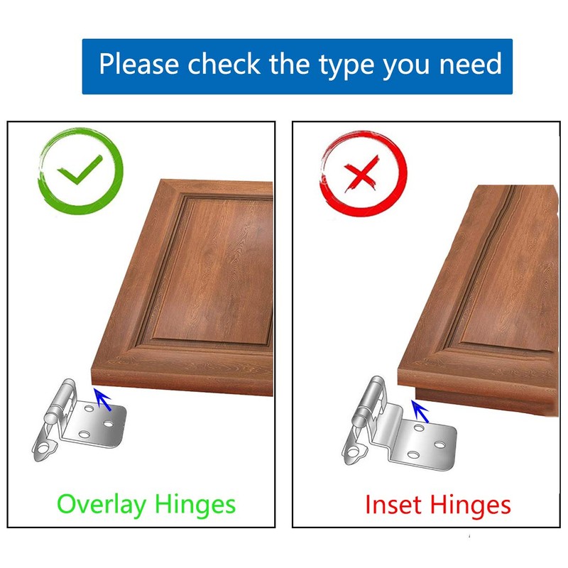 SDTC Tech 4-Pack Overlay Cabinet Door Hinges Nickel Plated Self-Closing