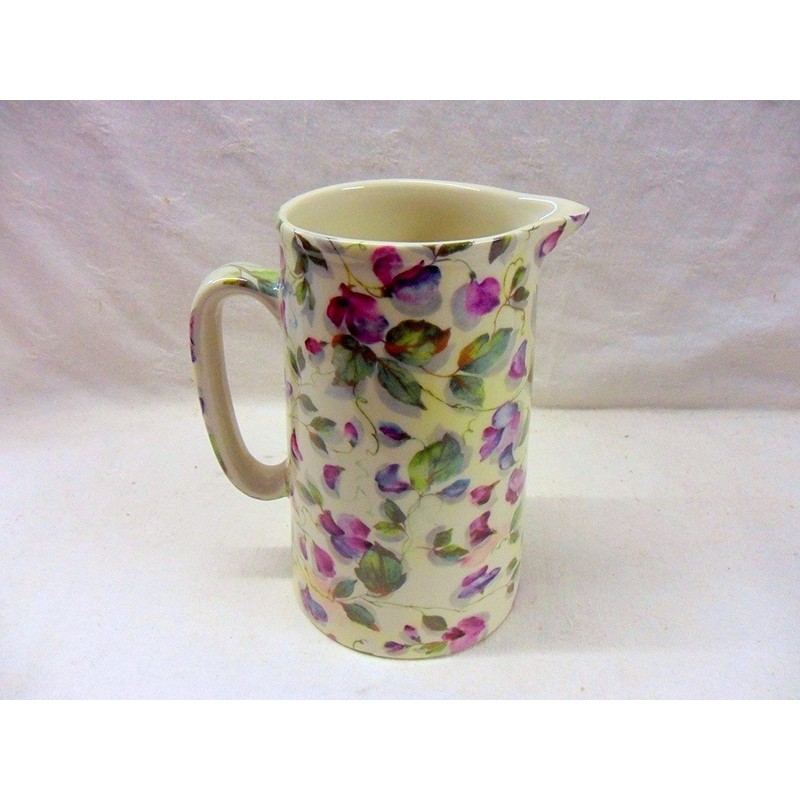 Purple Sweet Pea 2 Pint Jug by Heron Cross Pottery.
