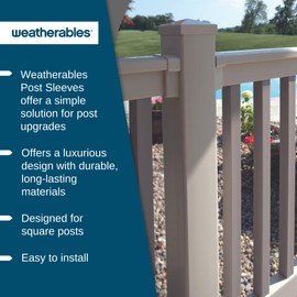 Weatherables 4x4 Post Sleeve – Weatherproof Premium Outdoor Vinyl Post Cover for Lasting Durability and Easy Installation on Decks, Patios, Porches or Mailbox Posts (4" x 4" x 78", Tan)