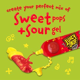 Juicy Drop Sour Candy Lollipops, 21 Ct Sweet Lollipops with Sour Candy Gel in Assorted Fruity Flavors, Full Size, Fun Variety Pack For Party Favors, Goodie Bags, Gifts for Kids