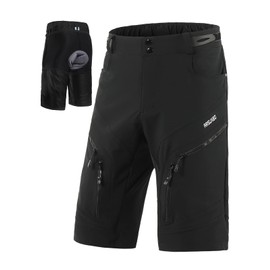 ARSUXEO Cycling Shorts Mens Loose Fit Mountain Bike Shorts Padded Water Ressistant 1903 001D Black XX-Large