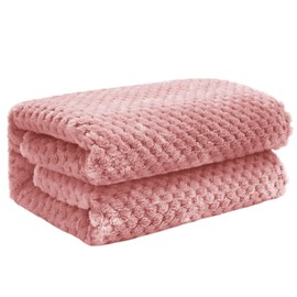Exclusivo Mezcla Fleece Throw Blanket, Super Soft and Warm Blankets for Couch, Sofa and Bed Waffle Textured, Cozy, Fuzzy and Lightweight (Dusty Pink, 40x50 Inches)