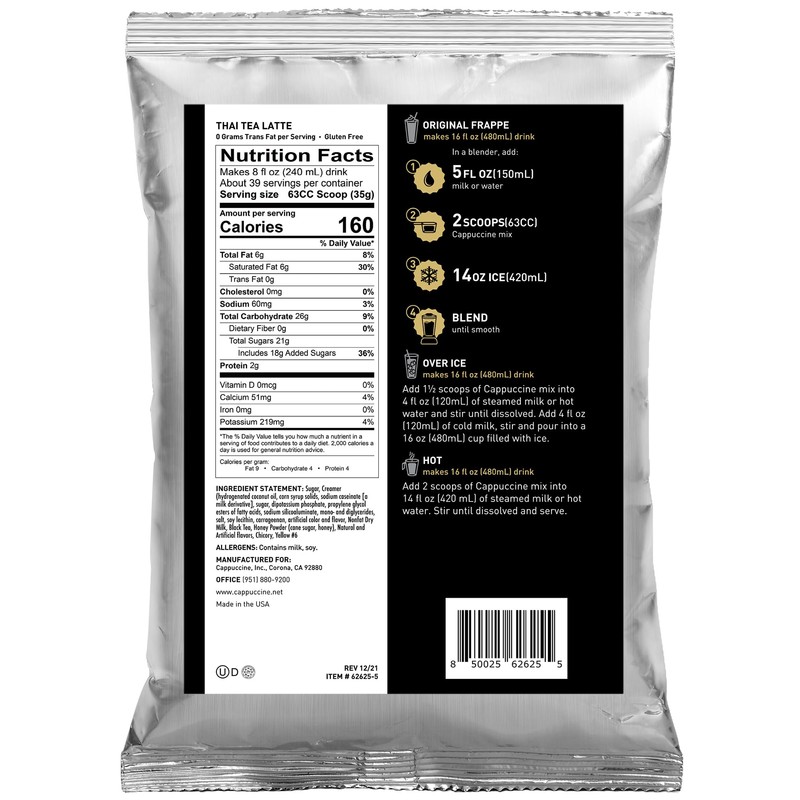 Cappuccine Thai Tea Latte Frappe Mix, 3 Pound (Pack of