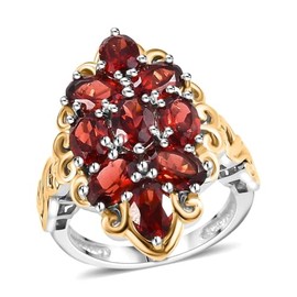 Shop LC Red Garnet Platinum 18K Yellow Gold Plated Cluster Ring for Women Jewelry Birthday Gifts Size 11 Ct 3.9