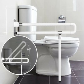 ybaymy Toilet Grab Bar Foldable Drop Down Toilet Rails Bathroom Safety Handrails Wall Mounted Toilet Support for Elderly Disabled Pregnant Anti Slip Shower Assist Aid