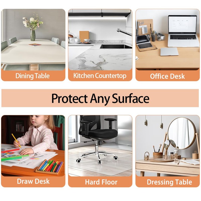 Heavy-Duty Clear Table Cover Protector, 1.5mm Thick, Waterproof Plastic Tablecloth,