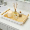 Enkrio Wood Serving Tray with Handles 16 Inches Decorative Rectangle