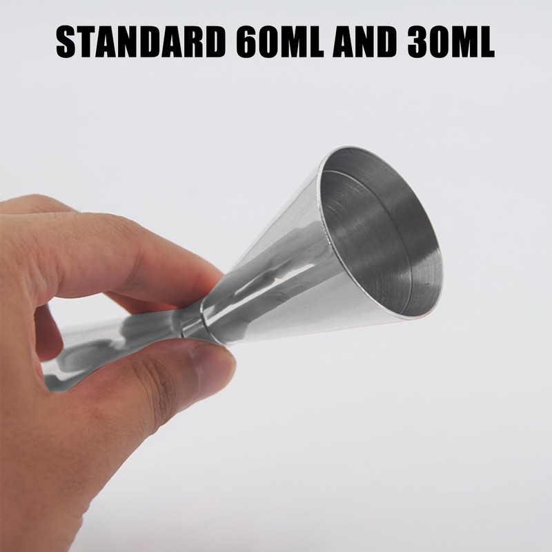 1 Cocktail-Messbecher mit 1 Cocktail-Löffel, 30ml/60ml Cocktail-Messbecher, doppelseitiger Messbecher mit
