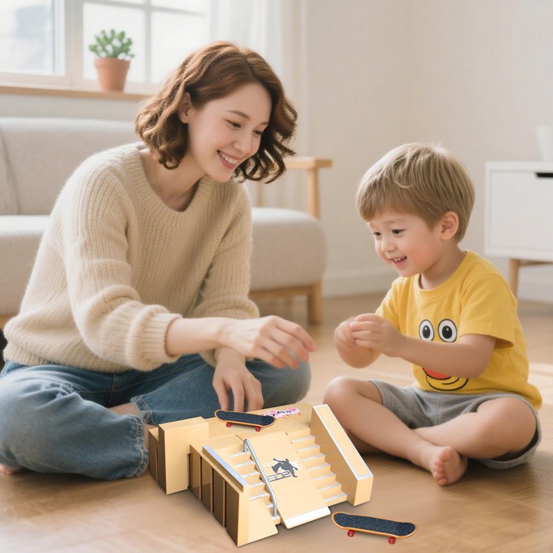 NJYW 8-in-1 Fingerboard Skate Park Kit with 3 Mini Fingerboards,