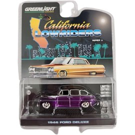 Greenlight 63070-A California Lowriders Series 6-1946 Fordor Super Deluxe - Dark Purple Metallic & Black Two-Tone 1:64 Scale