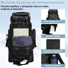 Mochila Senderismo 80L Impermeable para Hombre y Mujer