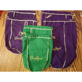 CROWN ROYAL 6 DRAWSTRING BAGS - 2 APPLE 750ML, 2 750ML & 2 1.75 NEW OFF BOTTLE