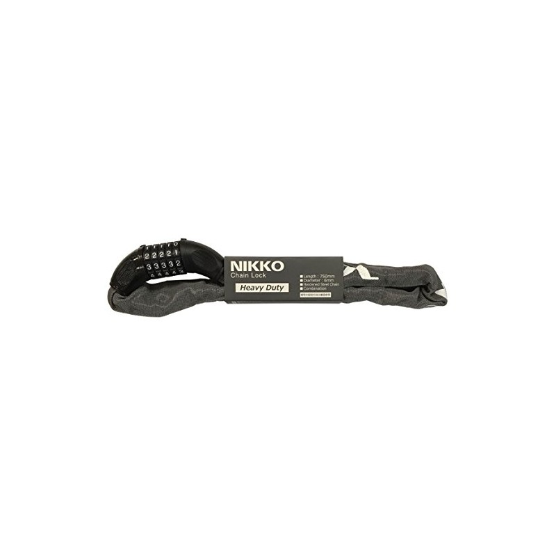 ニッコー(NIKKO) 5桁ダイヤル式チェーンロック (開錠番号変更可能) N661C750GR スチールグレー 線径φ6mmチェーン×750mm