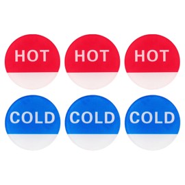 YOKIVE 6 Pcs Hot Cold Water Sticker Label, Sticker Sign Acrylic Great for Faucets Sinks Kitchen (Blue Red White, Round, 1.4" x 0.08")