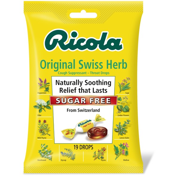 Ricola Sugar Free Swiss Herb Cough Drops, Original, 19 Count