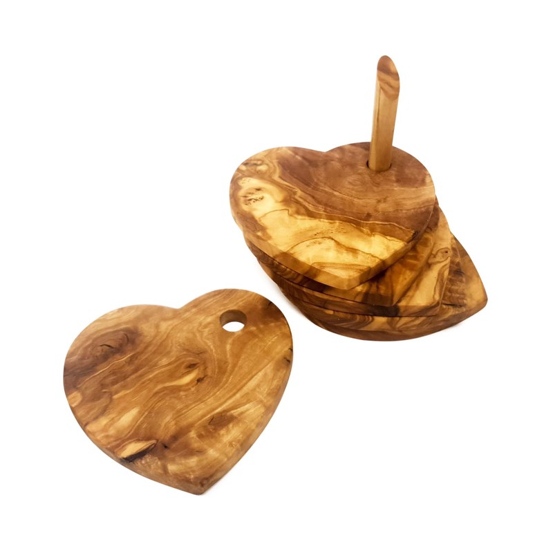 Verano Spanish Ceramics Olive Wood Handmade 5 Heart Shaped Drinking