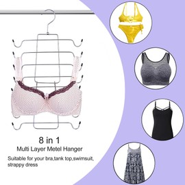 NONMON 2 Pack Space Saving Hangers for Clothes Magic Hangers Portable Stainless Steel Closet Wardrobe Storage Organiser for Tank Tops, Scarves, Ties, Belts, Suits, Silver