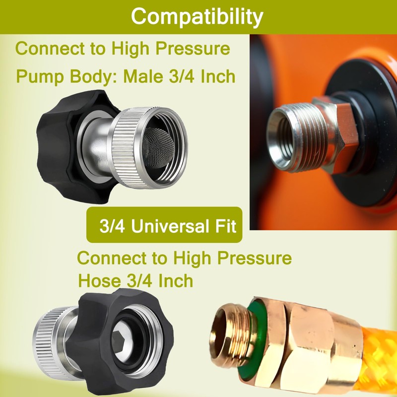 Evangenial 2-Pack Electric Pressure Washer Coupler, 3/4" Garden Hose Adapter