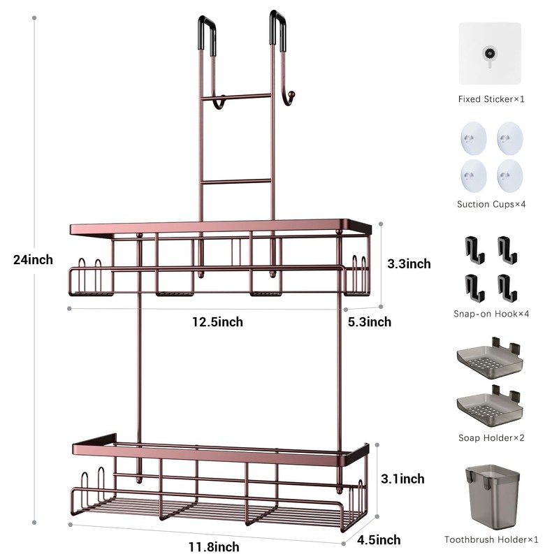 Aitatty Over the Door Hanging Shower Caddy: Rustproof Hanging Organizer