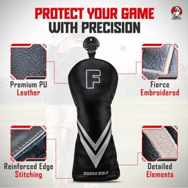 Golf Headcovers for Driver, Wood and Hybrid - Compatible with All Brands - Elastic Closure - Premium Cover - Soft Inner Lining and Identification Wheel - Protects Clubs