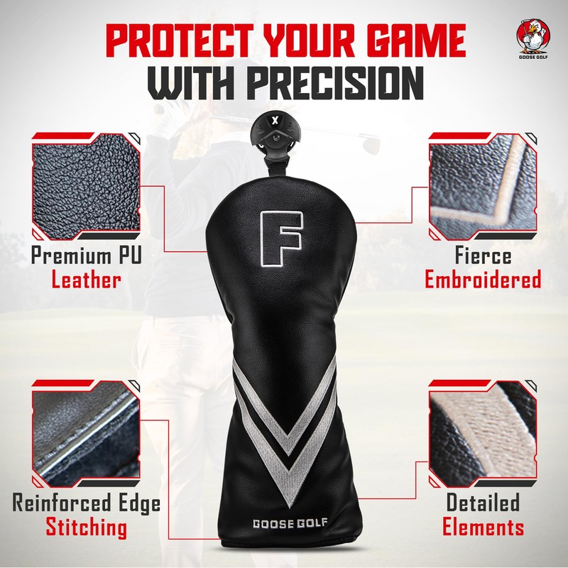 Golf Headcovers for Driver, Wood and Hybrid - Compatible with