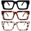 REAVEE 3 Pack Oprah Style Reading Glasses for Women Men,