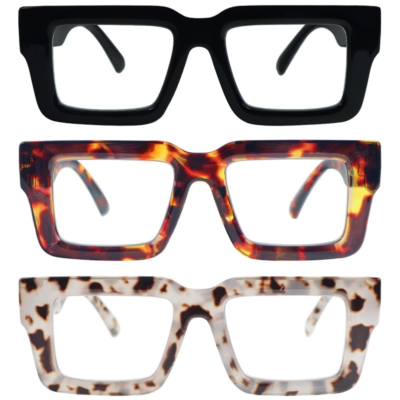 REAVEE 3 Pack Oprah Style Reading Glasses for Women Men,