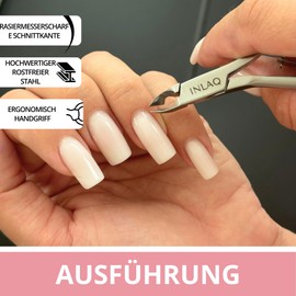 INLAQ® Cuticle Nippers for Manicure & Pedicure - Precise Cuticle Scissors Nails, Nail Clippers, Cuticle Nipper - 3 mm Cutting Surface Made of Stainless Steel for Perfect Nail Care