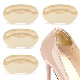4Pcs Heel Grips Anti-Slip for Shoes Too Big, Gel Heel Liners & Pads with Self-Adhesive Cushions for Loose Shoes,Heel Blister Protectors for Women & Men(Nude, M)