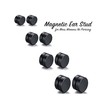 8mm Magnetic Earrings Set - No Piercing Required, Black Studs,