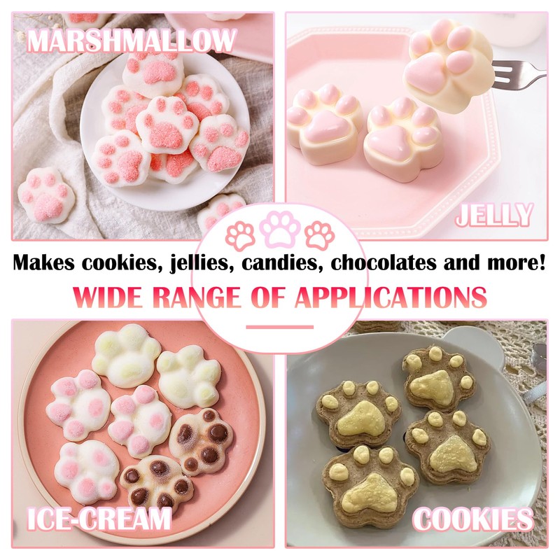 2PCS Puppy Dog Cat Paw Bone Silicone Mold,Hard Candy Baking