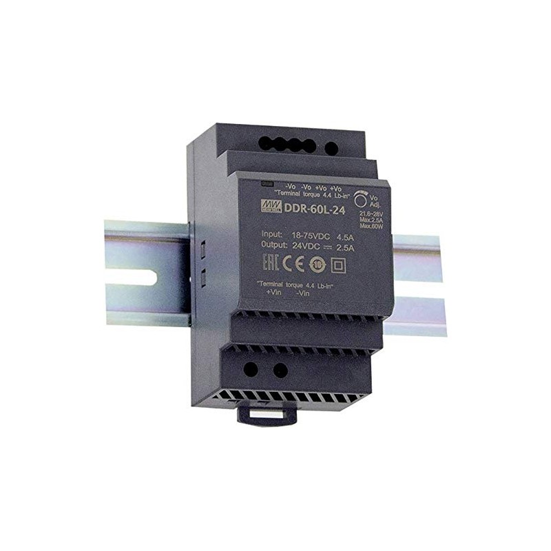 Mean Well DDR-60L-24 DIN Rail DC/DC Converter (DIN-Rail) 24 V/DC