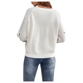 GORGLITTER Women's Cardigan Casual Knitted Coat Outwear Pullover Thin Jacket Sweater Coat with Heart Embroidery, beige