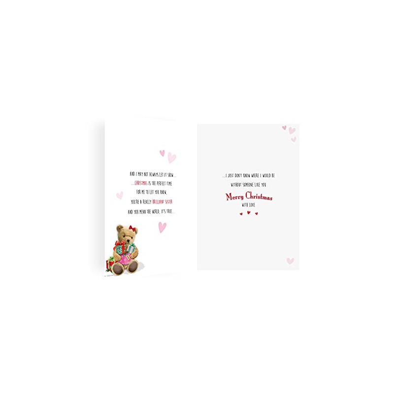 Piccadilly Greetings Cute Christmas Card Sister - 9 x 6