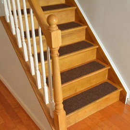 Stair Treads Collection Set of 13 Indoor Skid Slip Resistant Carpet Stair Tread Treads (8 inch x 30 inch) (Brown, Set of 13)