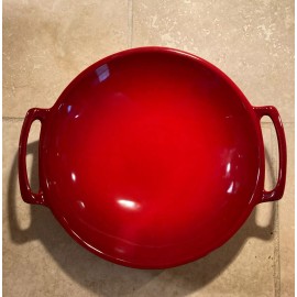 Le Creuset "Cerise" LE CREUSET 8" Stoneware Wok Dish Bowl NWT 28 oz Cherry Asian Cuisine
