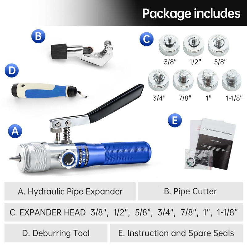 IBOSAD HVAC Hydraulic SWAGING tool kit for copper tubing Expanding