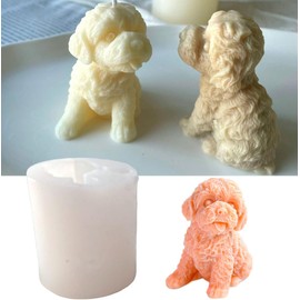 Mini Teddy Dog Candle Mold, Dog Silicone Mold, Animal Resin Mold for Soap Soy Wax Epoxy DIY Handcraft Puppy Home Ornaments Wedding Party Home Decoration