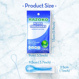 RAZOKO Floss Threaders | Dental Floss Threaders for Braces, Bridges, and Implants |420PCS (Pack of 6)
