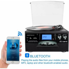 Digitnow! Bluetooth Record Player Turntable with Stereo Speaker, LP Vinyl to MP3 Converter
