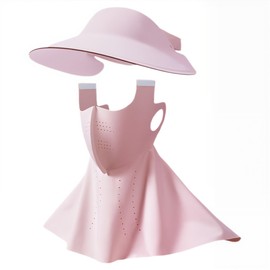 NHQZ Sun Protection Mask, Summer Mask, UV Mask, UPF 50+ Mask, Breathable Full Face Mask, with Ventilation Holes and Removable Brim, Quick-Drying, Reusable, for Men and Women, Long, Pink